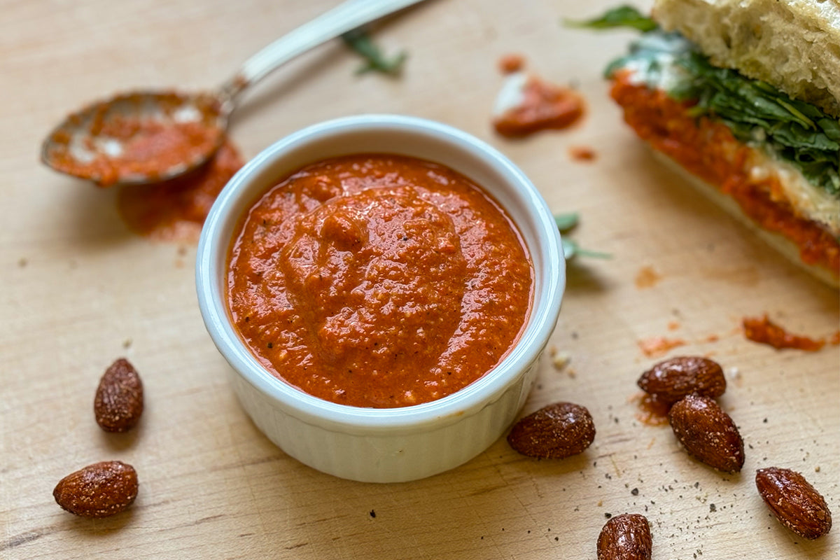 Santé Nuts - Recipe - Garlic Almond Romesco Sauce